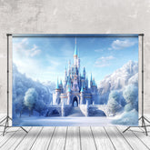 Lofaris Snowy Castle Mountains Winter Cake Smash Backdrop